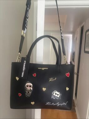 KARL LAGERFELD PARIS Maybelle Satchel with guitar strap. New with tags